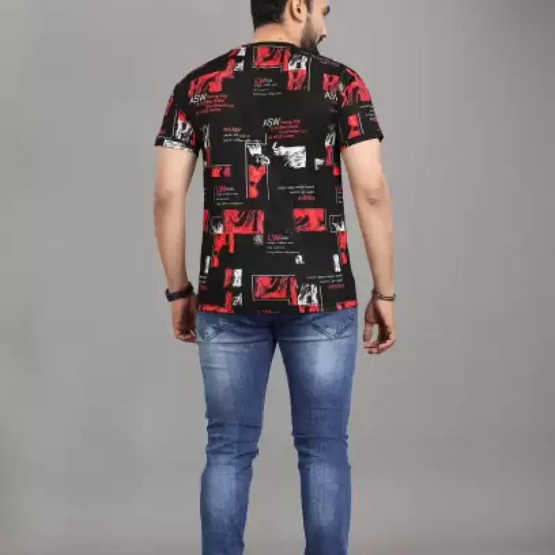 Men Red Printed T-Shirt